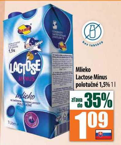 Mlieko Lactose Minus polotučné 1,5% 1 l