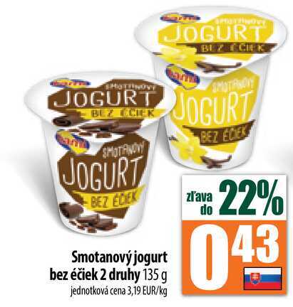 Smotanový jogurt bez éčiek 2 druhy 135 g 