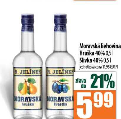 Moravská liehovina Hruška 40% 0,5 l 