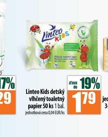 Linteo Kids detský vlhčený toaletný papier 50 ks 