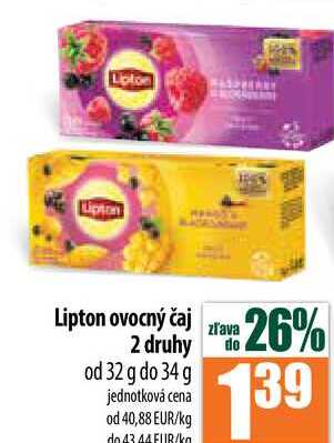 Lipton ovocný čaj 2 druhy  od 32 g do 34 g