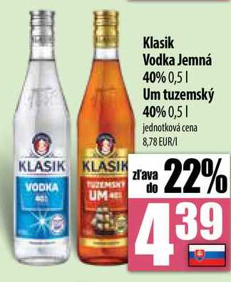 Klasik Vodka Jemná 40% 0,5l
