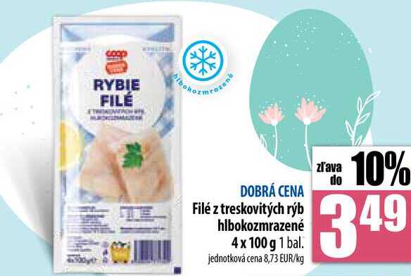 Filé z treskovitých rýb hlbokozmrazené 4 x 100 g 
