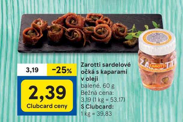 Zarotti sardelové očká s kaparami v oleji, 60 g