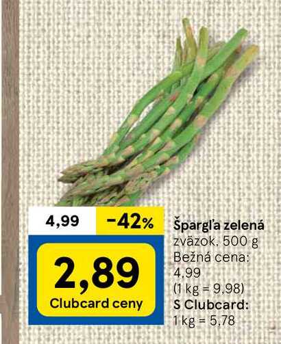 Špargľa zelená zväzok. 500 g