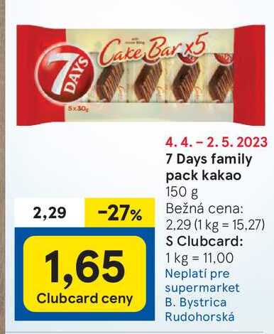 7 Days Cake Bar family pack kakao 150 g