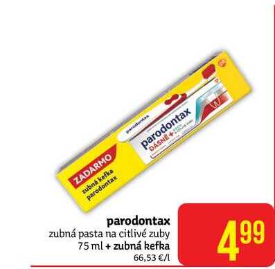 parodontax zubná pasta na citlivé zuby 75 ml + zubná kefka 
