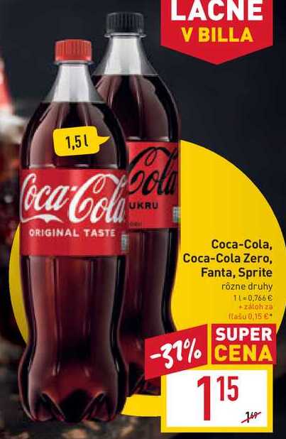 Coca-Cola / Coca-Cola Zero / Fanta / Sprite 1,5 l