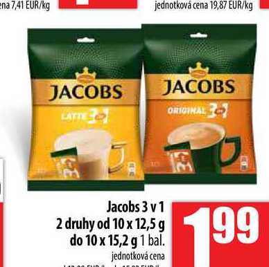 Jacobs 3 v 1 2 druhy od 10 x 12,5 g do 10 x 15,2 g 