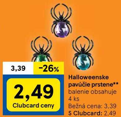 Halloweenske pavúčie prstene, 4 ks