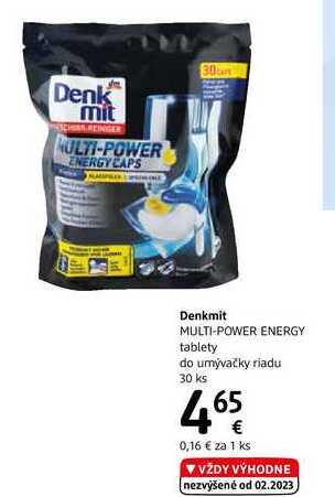 Denkmit MULTI-POWER ENERGY tablety do umývačky riadu, 30 ks