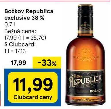 Božkov Republica exclusive 38 %, 0,5 l