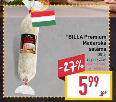 BILLA Premium Maďarská saláma 380 g