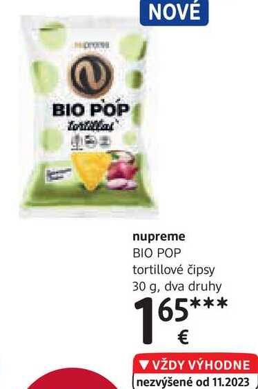 nupreme BIO POP tortillové čipsy, 30 g