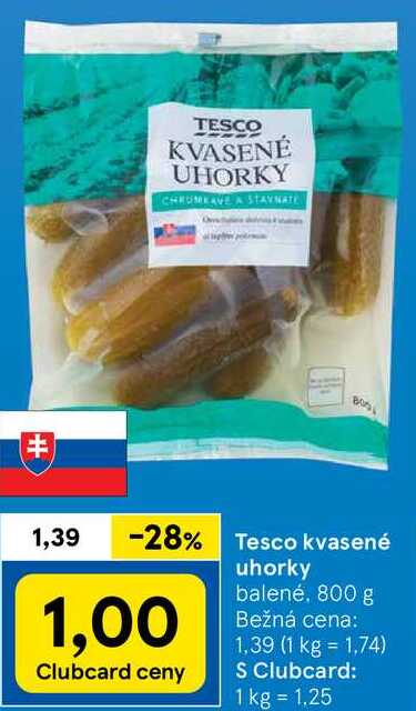 Tesco kvasené uhorky, 800 g