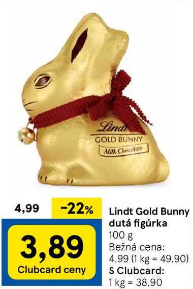 Lindt Gold Bunny dutá figúrka, 100 g 