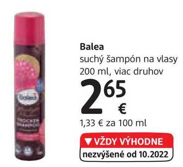 Balea suchý šampón na vlasy, 200 ml