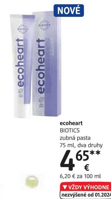ecoheart BIOTICS zubná pasta, 75 ml