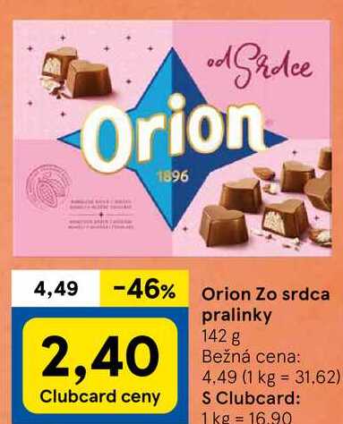 Orion Zo srdca pralinky, 142 g 