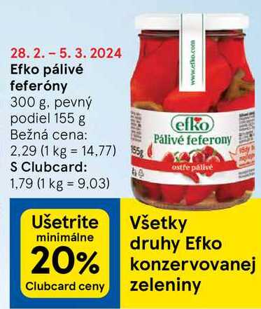 Efko pálivé feferóny, 300 g