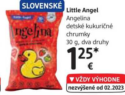 Little Angel Angelina detské kukuričné chrumky, 30 g