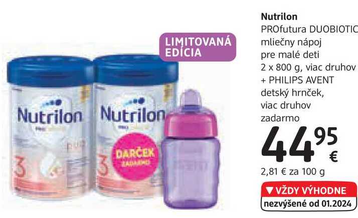 Nutrilon PROfutura DUOBIOTIC mliečny nápoj, 2x 800 gVÝHODNE nezvýšené od 01.2024 