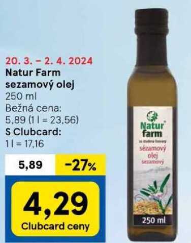 Natur Farm sezamový olej, 250 ml