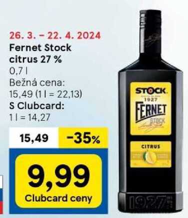 Fernet Stock citrus 27 %, 0,7 l