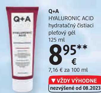 Q+A HYALURONIC ACID hydratačný čistiaci pleťový gél, 125 ml 