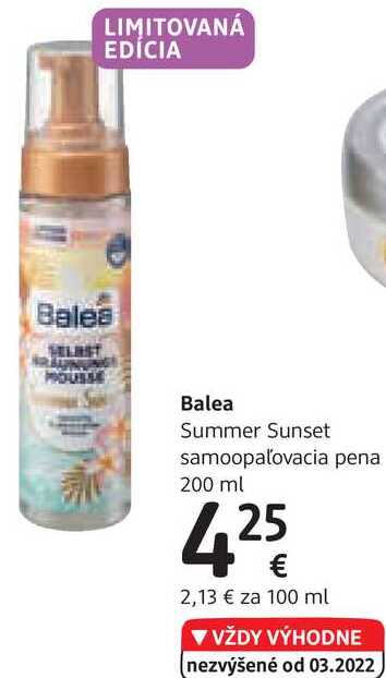 Balea Summer Sunset samoopaľovacia pena, 200 ml 