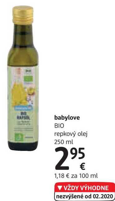 babylove BIO repkový olej, 250 ml 