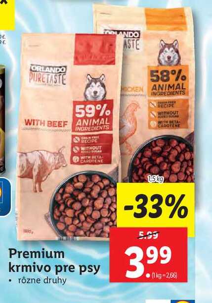Premium krmivo pre psy  1.5kg  