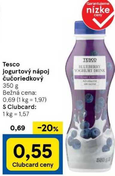 Tesco jogurtový nápoj čučoriedkový, 350 g 