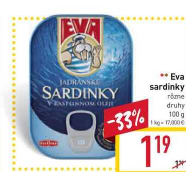 Eva sardinky rôzne druhy 100 g