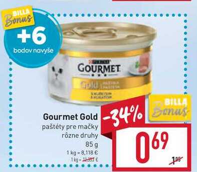 Gourmet Gold paštéty pre mačky rôzne druhy 85g