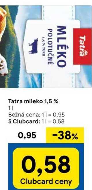 Tatra mlieko 1,5 %, 1 l