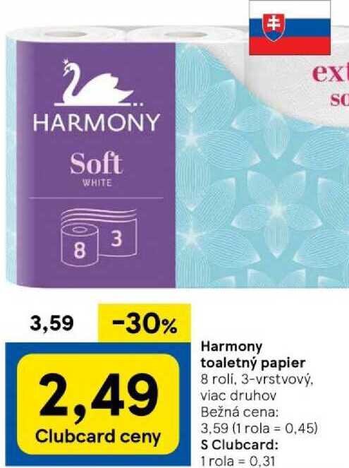 Harmony toaletný papier, 8 rolí