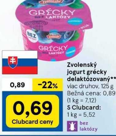 Zvolenský jogurt grécky delaktózovaný, 125 g