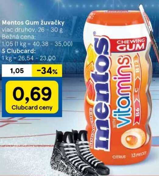 Mentos Gum žuvačky, 26-30 g 