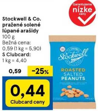 Stockwell & Co. pražené solené lúpané arašidy, 100 g