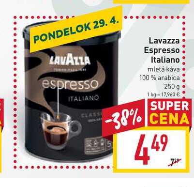 Lavazza Espresso. Italiano mletá káva 100% arabica 250 g 