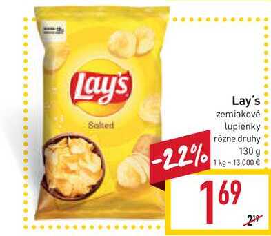 Lay's zemiakové lupienky rôzne druhy 130 g 