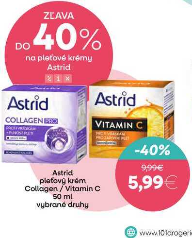 Astrid pleťový krém Collagen/Vitamin C 50 ml vybrané druhy 