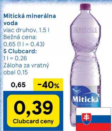 Mitická minerálna voda, 1,5 l