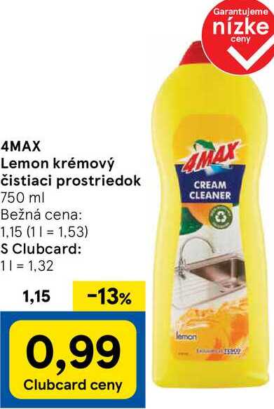 4MAX Lemon krémový čistiaci prostriedok, 750 ml 