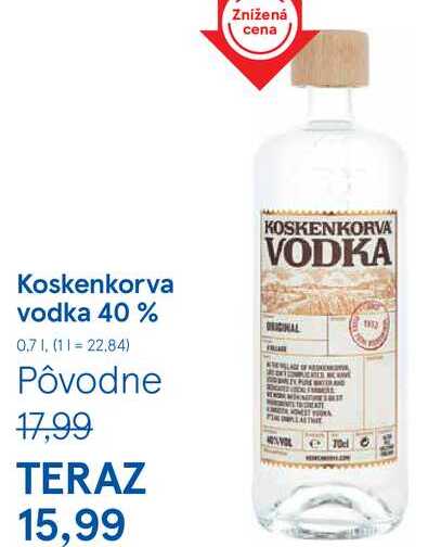 Koskenkorva vodka 40 %, 0,7 l v akcii