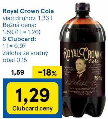 Royal Crown Cola, 1,33 l v akcii
