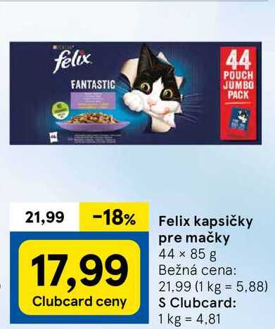 Felix kapsičky pre mačky, 44x 85 g