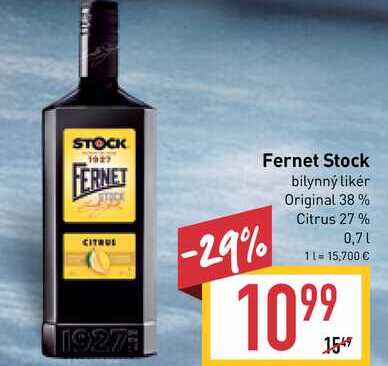 Fernet Stock 0,7 l, vybrané druhy 0.7l v akcii