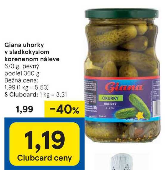 Giana uhorky v sladkokyslom korenenom náleve, 670 g